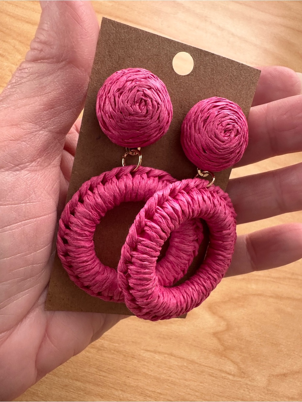 Pink Wrapped Hoop Drop pierced Earrings